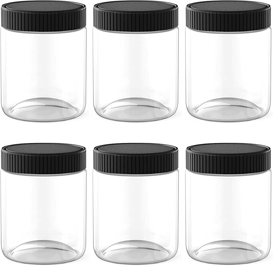 16 oz Clear Plastic Cosmo Round Jars w cap